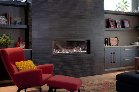 Ebony Basalt Lynia Interlocking | Black Tile Fireplace Wall