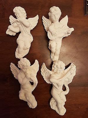 4 Architectural Ornate Plaster Cherub Angel Musical Wall Decor Hanging Plaques | eBay