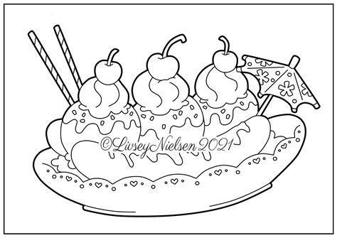 Banana Split Coloring Page Coloring Pages