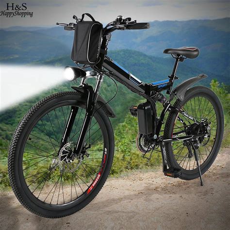 Electric Bike for Adults, 26″ Foldable Electric Mountain Bike, E-Bike Electric Commuting Bicycle ...