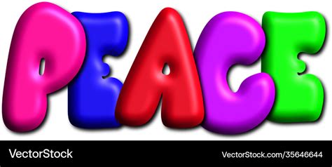 Peace in colorful 3d bubble letters Royalty Free Vector