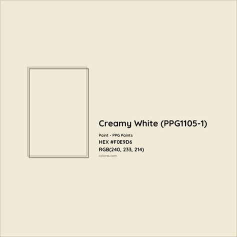 PPG Paints Creamy White (PPG1105-1) Paint color codes, similar paints ...