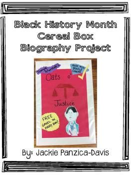 Black History Month Cereal Box Biography with Rubric by Jackie Panzica Davis