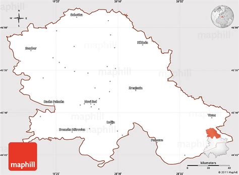 Classic Style Simple Map of Vojvodina, cropped outside