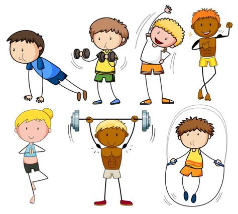 A set of doodle kids exercise 444421 Vector Art at Vecteezy