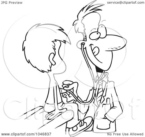 Royalty-Free (RF) Clip Art Illustration of a Cartoon Black And White Outline Design Of A ...