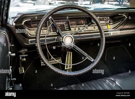 BERLIN - JUNE 09, 2018: Interior of a full-size car Plymouth Fury III convertible, 1967. Classic ...