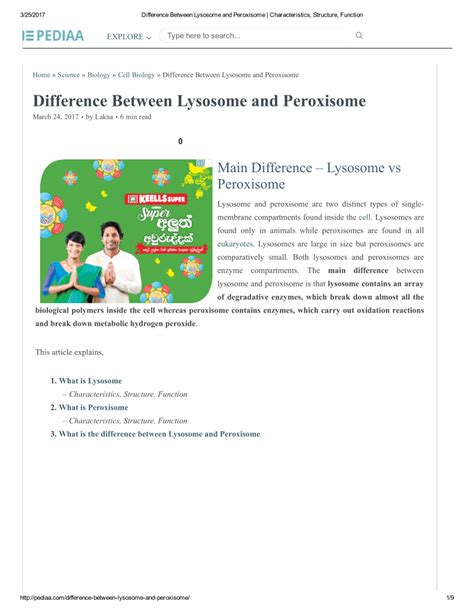 (PDF) Difference Between Lysosome and Peroxisome