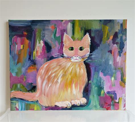 Abstract Cat Original 14x18 Acrylic Painting - Etsy Hong Kong