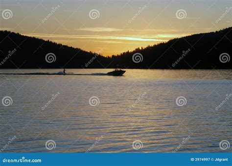 Sunset skier stock image. Image of cabin, skiing, relax - 2974997