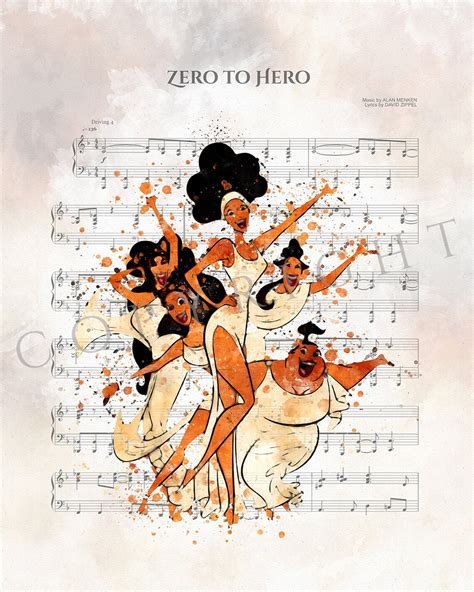 Muses print Music sheet print Hercules print Zero to Hero | Etsy