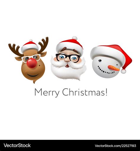 Holiday emoticon set icons christmas emoji Vector Image