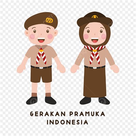 Gerakan Pramuka Indonesia PNG Transparent, Hand Drawn Cute Children ...