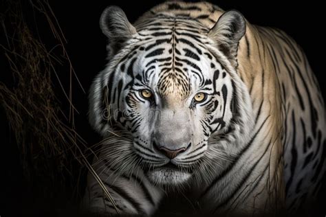 Portrait of a Wild White Tiger in Natural Habitat Stock Photo - Image ...