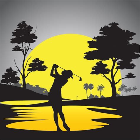 Premium Vector | Golf course silhouette