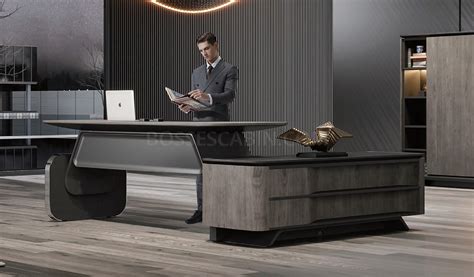 Atlas 9 Feet Luxury Office Desk In Walnut Veneer: Boss'sCabin