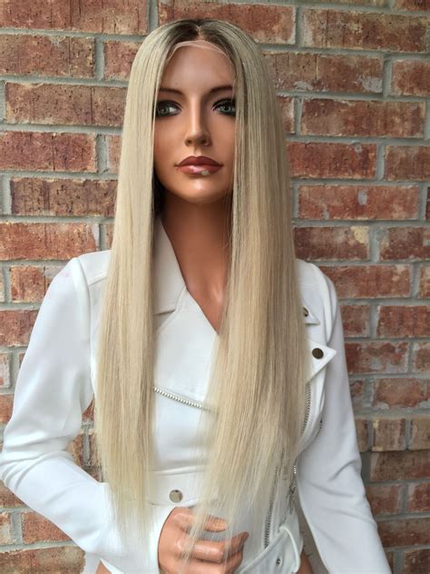 Ash blonde Full lace wig 24" Silk straight | Human hair wigs blonde, Front lace wigs human hair ...