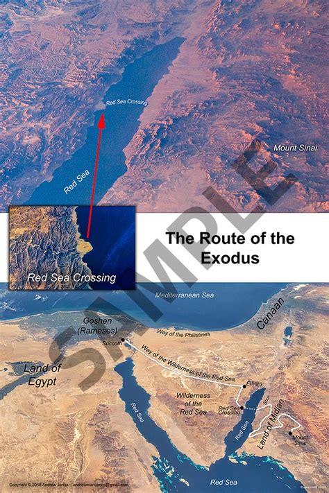 Red Sea Crossing and Exodus Route on a NASA Satellite Photo Collage Poster – Discovered Sinai