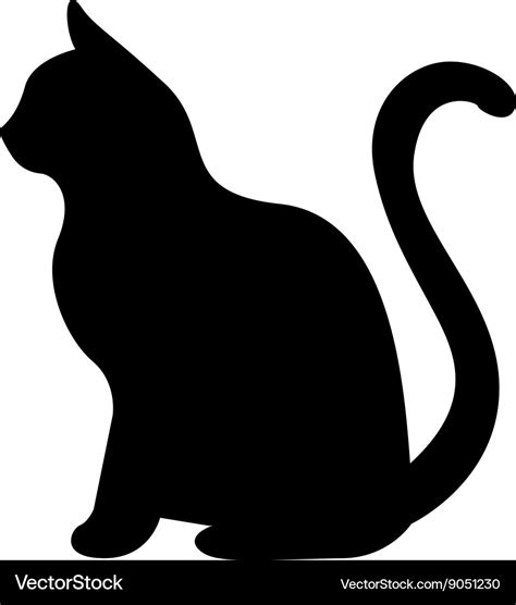 Black silhouette of cat Royalty Free Vector Image