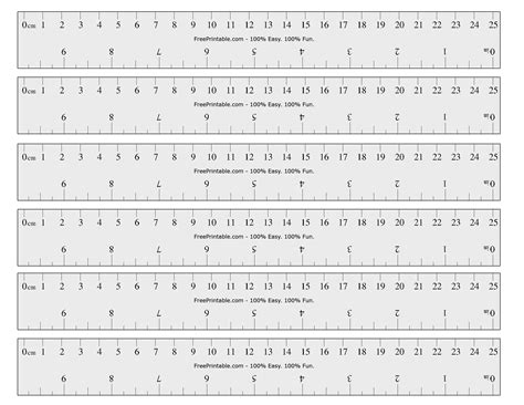 Printable Ruler Size Chart