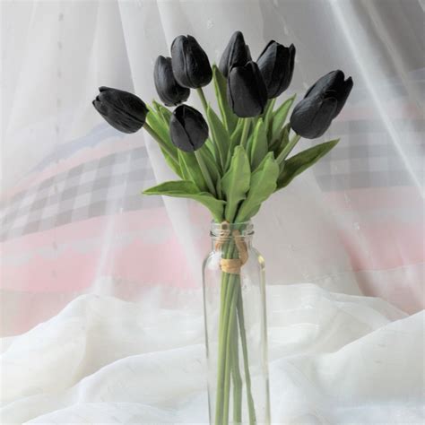 Black Tulip Bouquet Artificial Wedding Flowers - VANRINA