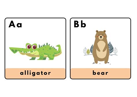 Alphabet Animals Flashcards Educational Learning Resources for Toddlers ...