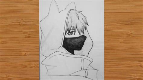 Anime Boy With Mouth Mask Drawing