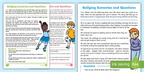 Anti-Bullying Story and Questions 1 Worksheet - Twinkl