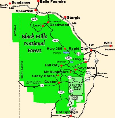 Black Hills Tourist Info - Black Hills Mileage Chart