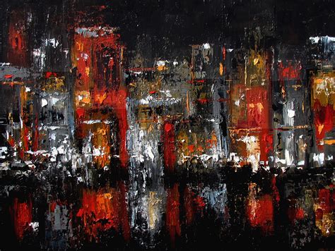 Debra Hurd Original Paintings AND Jazz Art: Abstract painting, abstract art, cityscape, red ...