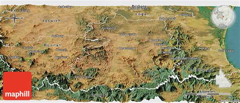 Satellite Panoramic Map of Beaudesert