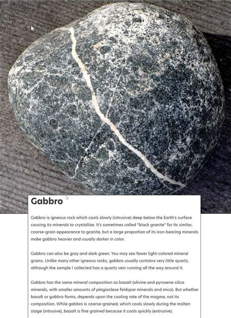 Gabbro in 2024 | Rock collection display, Rock and pebbles, Minerals illustration