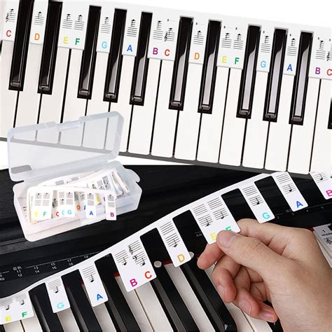 Buy Removable Piano Keyboard Note Labels, 88 Full-Size Color Piano Keyboard Stickers for ...