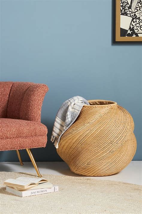 Spiraled Weave Rattan Basket | Anthropologie