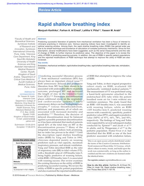 (PDF) Rapid shallow breathing index