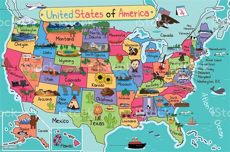 Usa Map In Cartoon Style Stockvectorkunst en meer beelden van Verenigde ...