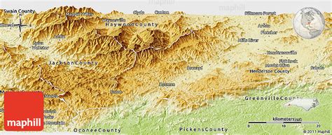 Physical Panoramic Map of Transylvania County