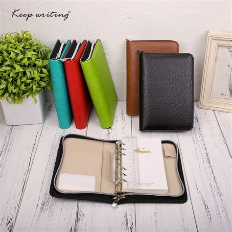 A6 Business Notebook Zipper Bag BOOK PU Leather Notepad Organizer Planner 90 sheets filler paper ...