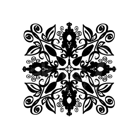 Decorative PNG Clip Art, Black White Flourish Flower Art, Cricut Clipart, Silhouette PNG ...