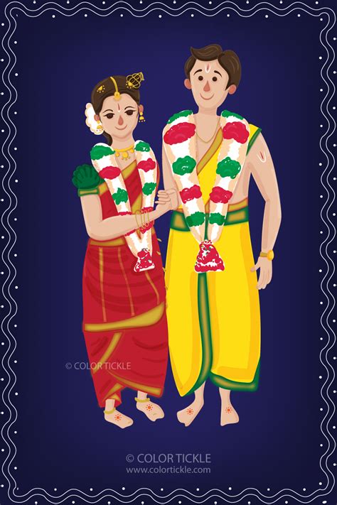 Illustrated Tambrahm - Iyengar style wedding invitation on Behance