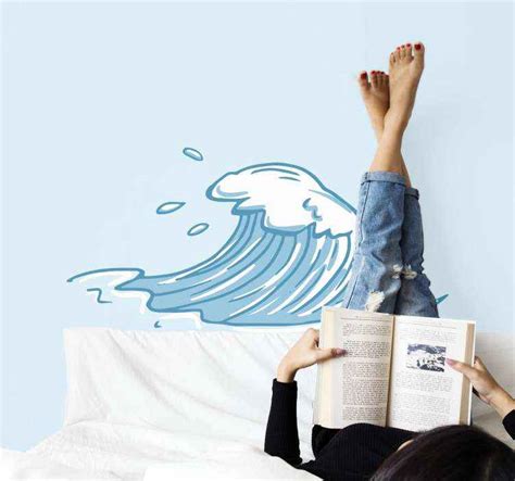 Blue wave hand drawn decal - TenStickers