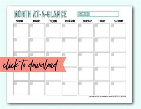 Printable Blank Monthly Calendar Pdf