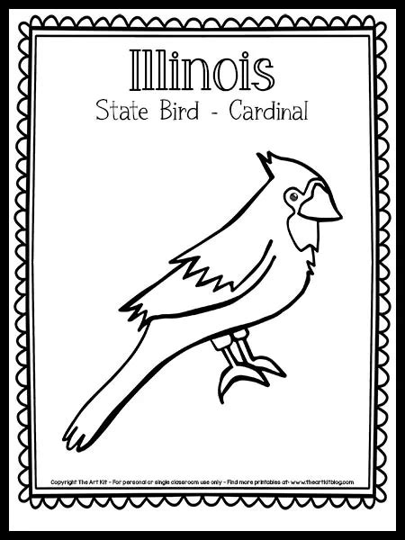 Illinois State Bird [Cardinal] Coloring Page {FREE Printable!} - The Art Kit