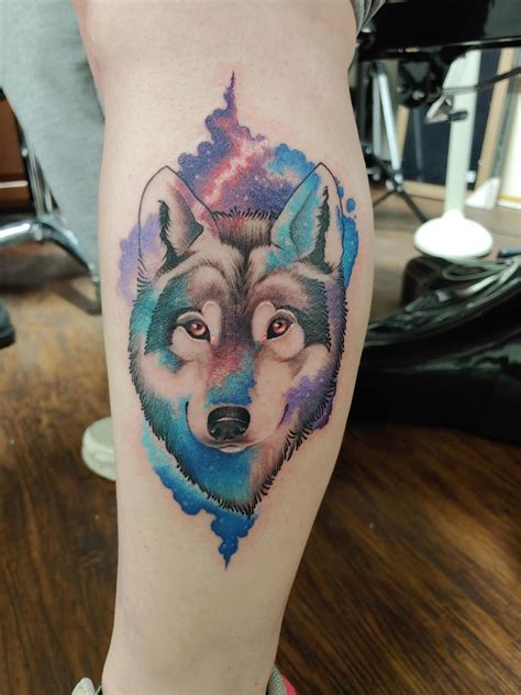 Galaxy Wolf done by Jamie at The Inkstitution Egg Harbor Township NJ : r/tattoos