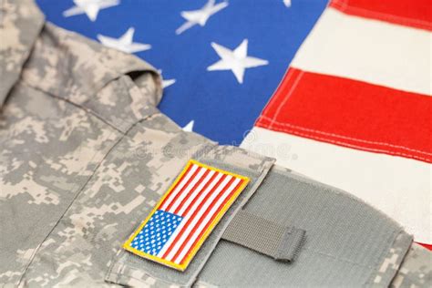 USA Flag with US Army Uniform Over it - Studio Shot Stock Photo - Image of american, national ...