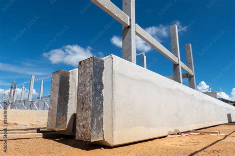 A precast concrete and precast column at construction site Stock Photo ...