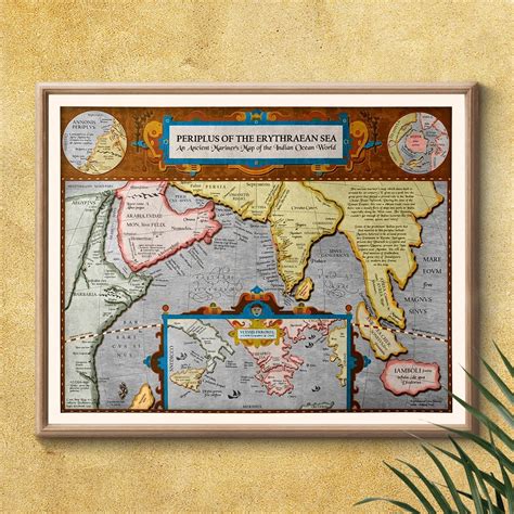 Peepul Tree Framed Periplus of the Erythraean Sea Map (Large)