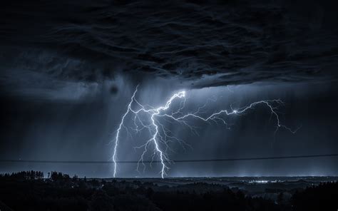 Wallpaper Lightning, dark clouds, night 1920x1200 HD Picture, Image