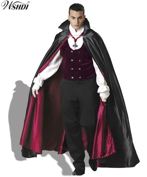 Deluxe Adult Men Dracula Vampire Costume Halloween Carnival Masquerade ...