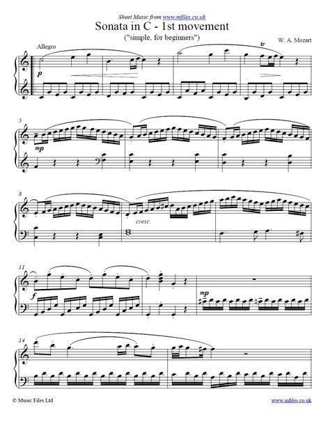 Wolfgang Amadeus Mozart Piano Sonata Sheet Music Notes, Chords Download Printable Piano Solo PDF ...